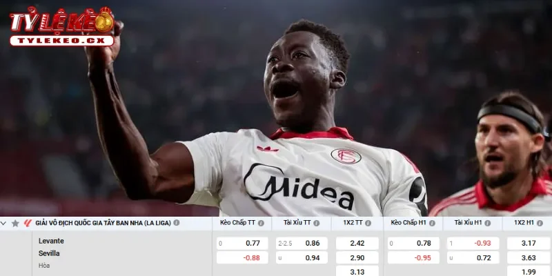 Soi kèo Levante vs Sevilla (00h00 ngày 24/04) Tại Giải La Liga 3 Chi tiết kèo Levante vs Sevilla