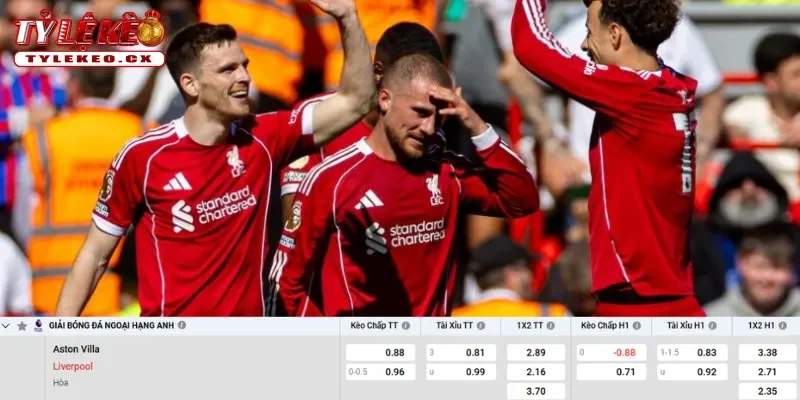 Soi kèo Aston Villa vs Liverpool (02h00 ngày 16/05) Premier League 3 Chi tiết kèo Aston Villa vs Liverpool