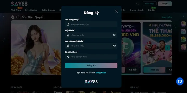 Say88 - Thiên Đường Giải Trí Thưởng Cao & Nhiều Quà Khủng 3 Đăng ký Say88 bắt đầu trải nghiệm chỉ trong 1 phút
